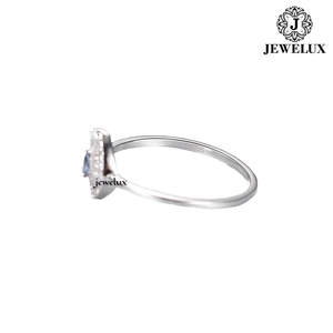 Bague en argent 925 pour femme Jewelux, saphir taille poire, sertissage pavé, bague de fiançailles romantique, pierre précieuse en forme de goutte d'eau, d'Inde - Product Image 2