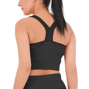 Soutien-gorge de sport brossé pour femme, dos nageur, séchage rapide, respirant, rembourré, pour la course, la gym et le fitness, vente en gros personnalisée, OEM ODM - Product Image 3