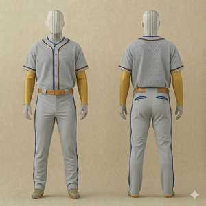 Conjunto de Uniforme de Béisbol Personalizado para Hombre, Jersey y Pantalones de Malla Gris Azul, Transpirable, Sublimado, Manga Corta, Ropa de Equipo para Todas las Temporadas - Product Image 1