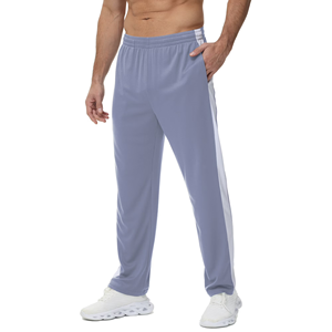 <b>Men's</b> Black Sweatpants With <b>White</b> Side Stripe Elastic Waist Casual <b>Pants</b> Breathable Knitted Midweight Trouser For <b>Men</b> - Product Image 6