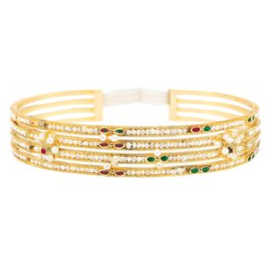 Gold Plated Brass and Alloy Diamond Pearl <b>Bangles</b> <b>Set</b> for Wedding Anniversary - Product Image 2