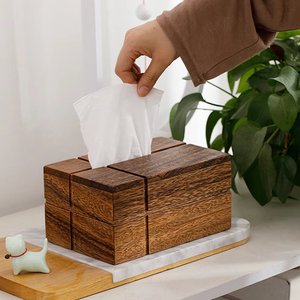 Boîte à mouchoirs en bois massif de qualité supérieure, porte-mouchoirs en bois fait main, distributeur de serviettes naturel rustique, pour la maison, l'hôtel, le bureau, vente en gros - Product Image 5