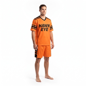 Maillot de football pour homme Hawk Eye, orange, col en V, manches courtes, polyester respirant, uniforme toutes saisons, vêtements d'équipe pour adultes - Product Image 6