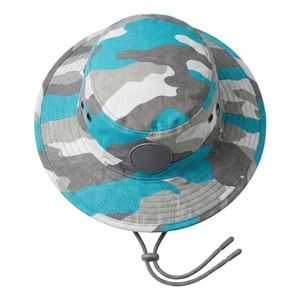 Custom Wide Brim Boonie Hat Camo Outdoor Fishing <b>Hiking</b> Safari Sun Hat Adjustable Chin Strap Ripstop OEM Factory <b>Cap</b> - Product Image 4