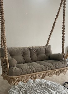 Columpio grande de macramé para balcón, jardín y hogar, silla colgante de macramé de algodón, silla columpio de macramé - Product Image 2