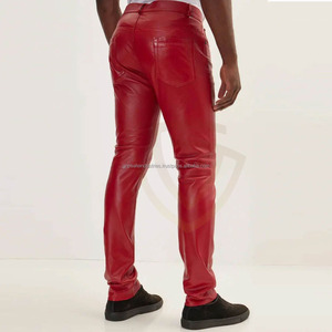 กางเกงหนังผู้ชายดีไซน์สวยที่สุด แบบเรียบ มีกระเป๋า ทรงตรง - Product Image 4