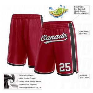 Custom Maroon White-Black Authentic Basketball Shorts <b>No</b> <b>Logo</b> Premium Moisture-Wicking Performance Athletic Shorts for Men Women - Product Image 5