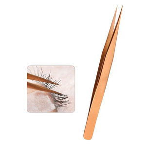Pince à épiler professionnelle en acier inoxydable pour extensions de cils, anti-statique, anti-magnétique, à pointe incurvée, outil de salon de beauté, couleur marron, Kaamir - Product Image 4