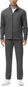 Conjunto Deportivo para Hombre de Color Sólido, Chaqueta con Cierre Frontal y Cuello Alto, Pantalones con Cordón, Secado Rápido, Poliéster, Ropa de Otoño - Product Image 3