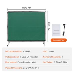 Cadre de protection pour soudure en vinyle ignifuge 6 x 8 avec 4 roues pivotantes, fournitures de soudage pour une mobilité pratique - Product Image 4