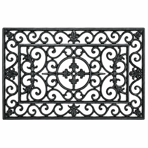 High Quality Modern Wrought Iron Design <b>Rubber</b> Door Mats 40x60cm Floral Pattern Tufted Non-Slip Backing Washable <b>Flooring</b> Home - Product Image 1