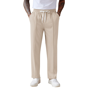 2026 Men's Navy Blue Casual Joggers Elastic Waist Drawstring Side Pockets Breathable Midweight Polyester Pants Autumn Style - Product Image 2
