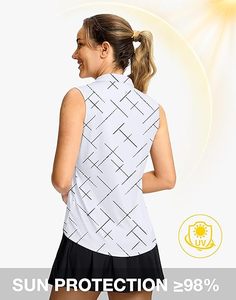 เสื้อโปโลผู้หญิง OEM แขนกุด แห้งเร็ว สำหรับกอล์ฟ เทนนิส ซับลิเมชั่น คอวี ออกกำลังกาย วิ่ง ฟิตเนส - Product Image 2