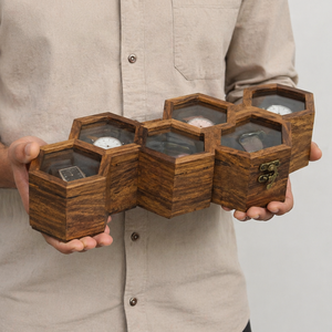 Premium Indian Rosewood Watch <b>Box</b> for 6 Watches | Handmade Honeycomb Wooden Organizer Display Storage Gift Holder <b>Collection</b> - Product Image 2