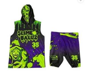 Ensemble de maillots de basket-ball pour hommes adultes, impression par sublimation, violet, vert, uniforme respirant en polyester - Product Image 2