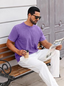 เสื้อยืดพรีเมียมทรงวินเทจฟอกสี แขนสั้น ทรงหลวม สไตล์ลำลองทันสมัย - Product Image 6