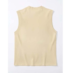 Débardeur beige sans manches pour homme avec imprimé tortue et palmier, col rond, décontracté, respirant, tricoté, pour l'été - Product Image 3