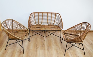 Wholesale Bamboo Rattan Lounge Chair Handwoven Seat with Metal Frame for Hotel Resort Living Room Furniture OEM ODM - Product Image 6