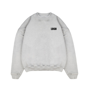 Custom Wholesale Distressed Ripped <b>Pullover</b> <b>Jumper</b> Blank Plain Cotton Oversized Cropped Mock Neck Sweatshirt for Men 2026 - Product Image 1