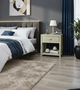 Bedside Cabinet Wood Nightstand with One Drawer for Farmhouse & Hotel Bedroom or Living Room Home Furniture Use Modern Gray - Product Image 4