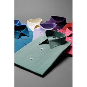 Camisa de vestir de popelina de corte regular para hombre, camisa de manga larga de color liso con cuello extendido para negocios y oficina - Product Image 6