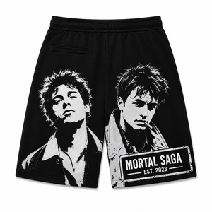 Shorts pour femme personnalisés MORTAL SAGA en coton 100% avec impression numérique, en tissu Oxford respirant, style vintage, pour l'hiver, couleur pierre - Product Image 6