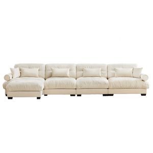 Divano Angolare Moderno in Velluto a Forma di L, Convertibile, Profondo, 4 Posti, Modulare, Comodo, Imbottito per Soggiorno - Product Image 4
