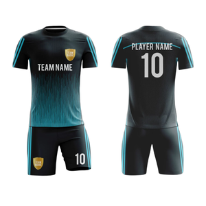 ชุดฟุตบอลโพลีเอสเตอร์ 100% แบบกำหนดเอง พิมพ์ลายดิจิทัล เสื้อแข่งขันฟุตบอลแขนสั้นด้านหน้า ชุดทีม แห้งเร็ว ระบายอากาศได้ดี ชุดแข่งขัน - Product Image 1