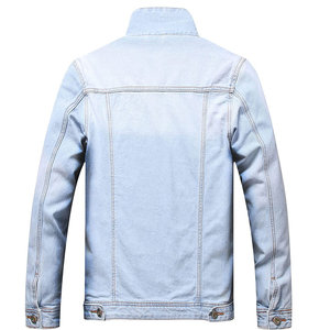Veste en jean délavé pour homme, coupe droite, fermeture boutonnée, couleur unie, style décontracté, idéale pour le printemps, en tissu de coton tissé, avec détails de surpiqûres - Product Image 2