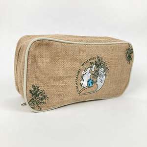 Bolsa de Maquillaje de Yute Natural Hecha a Mano, Bolsa de Almacenamiento de Cosméticos Ecológica para Mujer, para Viajes - Product Image 1