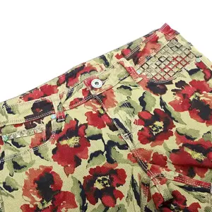 Pantalones Cortos de Mezclilla Casuales Vintage de Verano Transpirables de Secado Rápido Cortavientos con Botones y Cintura Media de Pierna Recta con Estampado al por Mayor - Product Image 2