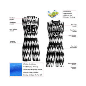 Tenue de Basketball Personnalisée Sublimée pour Équipe et Club, Vêtements de Sport 100% Polyester Anti-UV, Anti-Transpiration, Grandes Tailles - Product Image 4