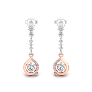 Pendientes Largos con Borlas de Oro Sólido de 10k, 14k, 18k con Diamantes Cultivados en Laboratorio de Corte Redondo para Regalo, Fiesta, Aniversario y Uso Diario - Product Image 1