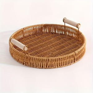 Cesta Redonda de Mimbre para Almacenamiento y Organización del Hogar, Cesta para Aperitivos, Cesta para Alimentos - Product Image 2