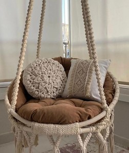 Silla colgante de macramé, columpio de macramé para porche, silla hamaca, columpio redondo de macramé, silla hamaca colgante de macramé de algodón - Product Image 2