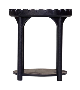 <b>Black</b> Scalloped Coffee <b>Table</b> Round <b>Side</b> <b>Table</b> Two Tier Accent <b>Table</b> for Living Room - Product Image 2