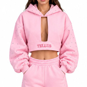 Sudadera Corta para Mujer al por Mayor con Logotipo Personalizado, Sudadera Corta de Manga Larga, Sudadera Corta Personalizada para Mujer, Sudadera Corta Tipo Pullover para Mujer - Product Image 1