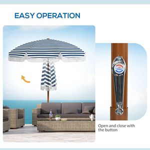 Elegante Ombrellone da Giardino Blu 7x7 piedi in Poliestere con Inclinazione e Ventilazione, Frange Decorative per un Migliore Arredo Esterno | - Product Image 5