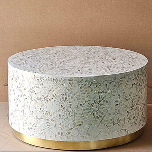 Mesa con Incrustaciones de Hueso de ILAHI, Diseño Moderno con Detalles de Ágata, Almacenamiento Portátil, Muebles para el Hogar - Product Image 1