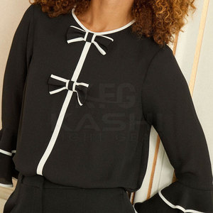 Blusa Clásica y Elegante para Mujer, Corte Regular, Diseño Sólido con Logotipo en la Parte Delantera, Cómoda para el Trabajo, Casual y Uso Diario - Product Image 5