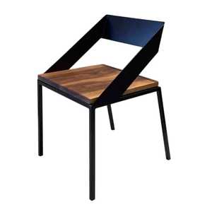Silla de Comedor Moderna y Minimalista para Hotel, Asiento de Madera de Caoba, Patas Cónicas, Estructura de Acero, Resistente al Agua, Silla Lateral para Cafetería al Aire Libre - Product Image 4