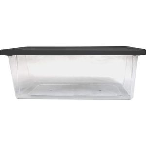 6 Quart Clear Plastic <b>Storage</b> Bins with Gray Lids <b>Stackable</b> Organizer <b>Boxes</b> for Bedroom Bathroom Garage - Product Image 3
