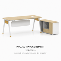 Bureau de direction ArchieLeap ZQR-00029 en bois grainé avec armoire latérale séparée, 2000 mm, pieds en métal blanc, bureau moderne pour manager