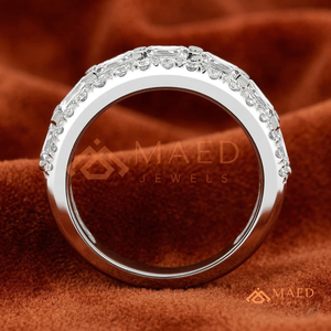 Bling Luxury <b>silver</b> <b>Emerald</b> Cut & Round Moissanite Triple Row Band Moissanite Diamond Engagement Anniversary <b>Ring</b> for Her - Product Image 2