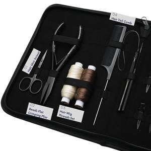 Kit complet d'outils professionnels pour extensions de cheveux en acier inoxydable de qualité chirurgicale, pince à sertir plate, outil à boucle, fil pour perruque - Product Image 3