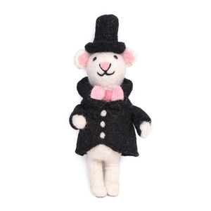 Figurine de lapin en feutre de laine faite à la main, en smoking noir et chapeau haut-de-forme, pour décoration intérieure d'Halloween, jouet pour enfant - Product Image 1
