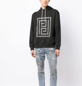 Sudadera con Capucha de Diseño de Cadena Negra Personalizada OEM para Hombre, Sudadera con Capucha de Algodón Grueso, Ropa Casual de Calle para Otoño - Product Image 1