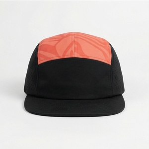 5-Panel Sport Cap <b>Black</b> Orange Geometric Print Mesh Breathable Fitted Unisex Outdoor Spring Summer Adult Hat - Product Image 1