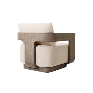 Outdoor <b>Teak</b> Lounge <b>Chair</b> Upholstered Accent Armchair Modern Patio Seating - Product Image 2