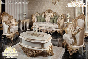 El mejor juego de sofás de oro blanco pulido para sala de estar, juego de sofás de 5 plazas Royal Look para sala de estar, compre un juego de sofás de 7 plazas para el hogar - Product Image 5